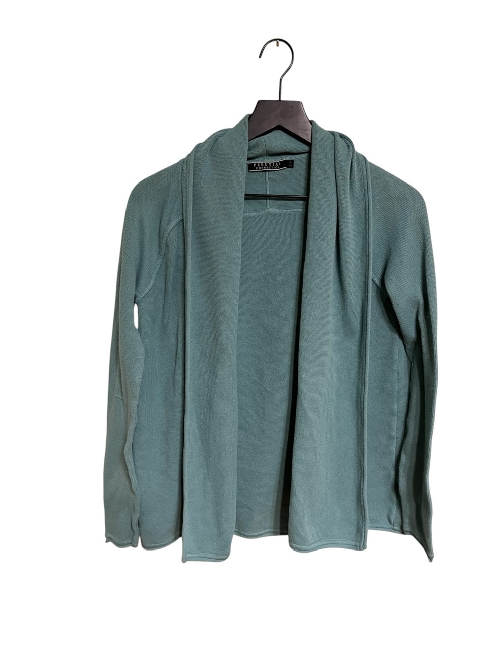 Peruvian connection Teal Open-Front Women's Cardigan Sweater size small